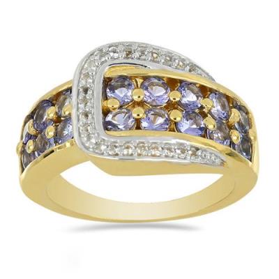 BUY NATURAL TANZANITE GEMSTONE UNIQUE RING IN STERLING SILVER